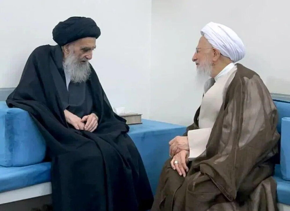 دیدار آیتالله جوادی آملی با آیتالله سیستانی در نجف اشرف