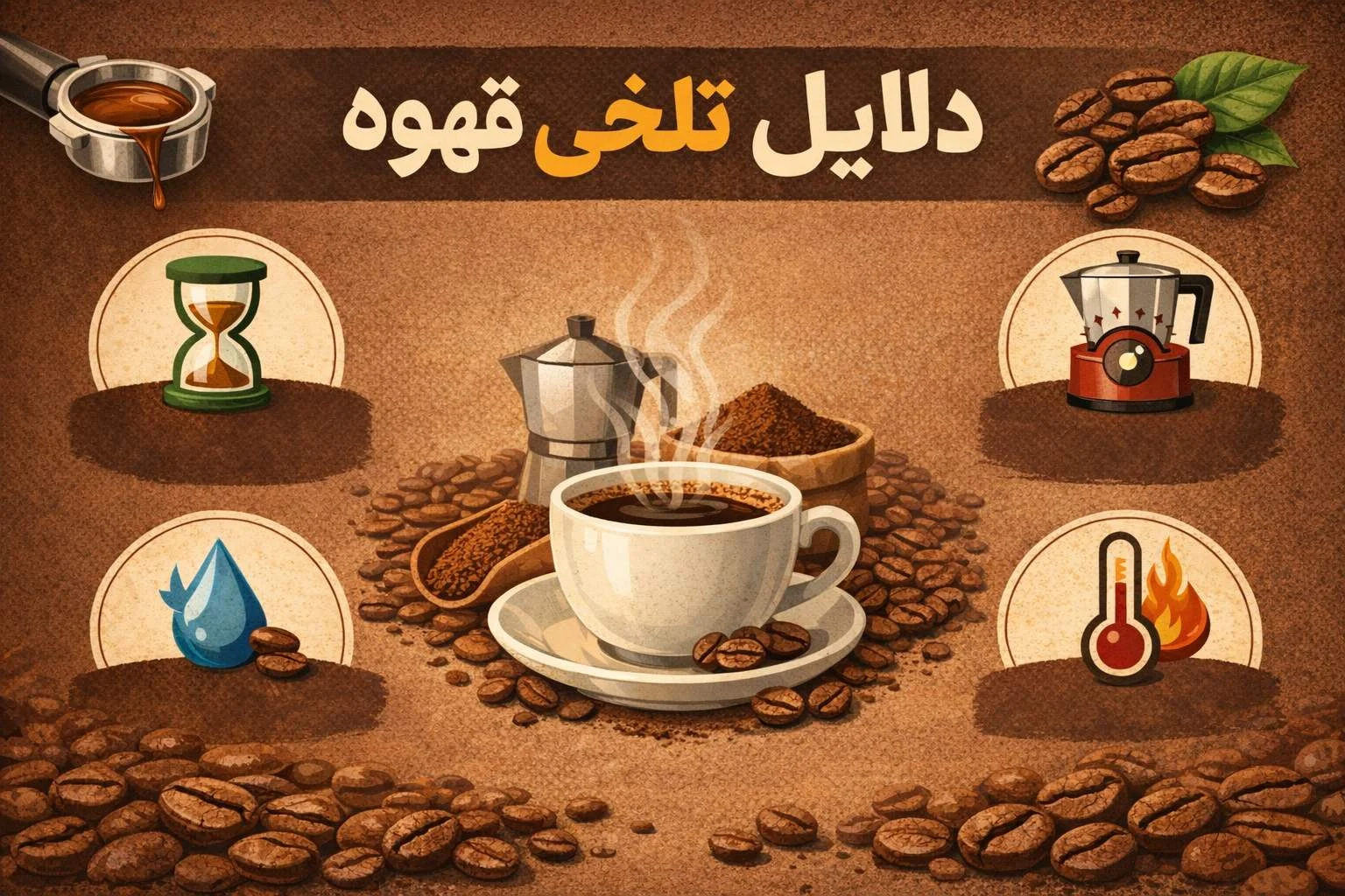 دلایل تلخی قهوه و راه های کاهش تلخی (بدون شکر)